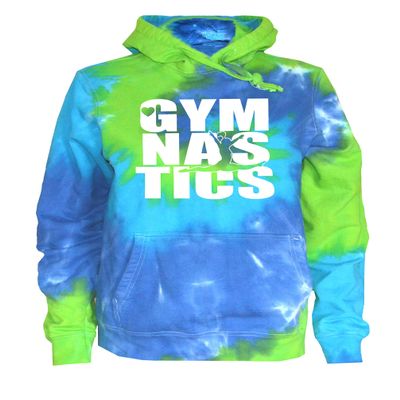 JANT girl Gymnastics Tie Dye Sweatshirt - Stacked Logo (Blue Green Twist, S)