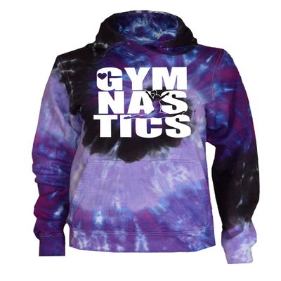 JANT girl Gymnastics Tie Dye Sweatshirt - Stacked Logo (Purple Twist, XL)