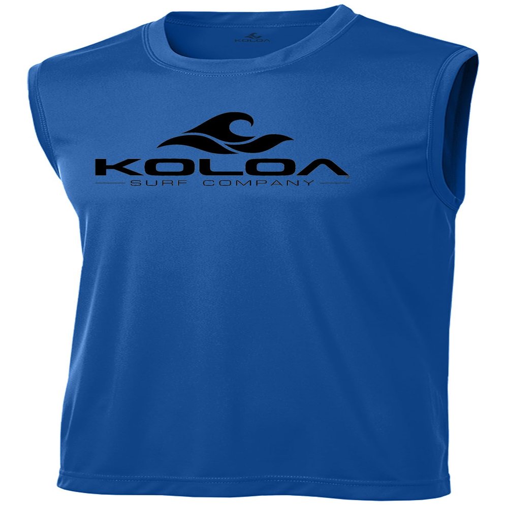 Koloa Surf Classic Wave Logo Moisture Wicking Sleeveless T-Shirt-L-Royal/Black
