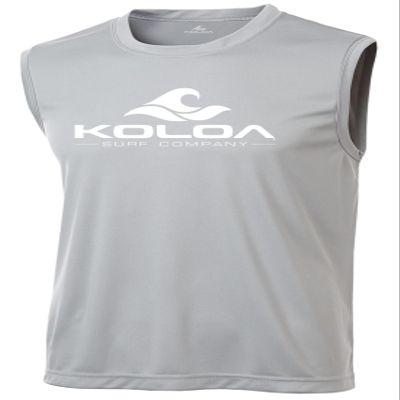 Koloa Surf Classic Wave Logo Moisture Wicking Sleeveless T-Shirt-XL-Silver/White