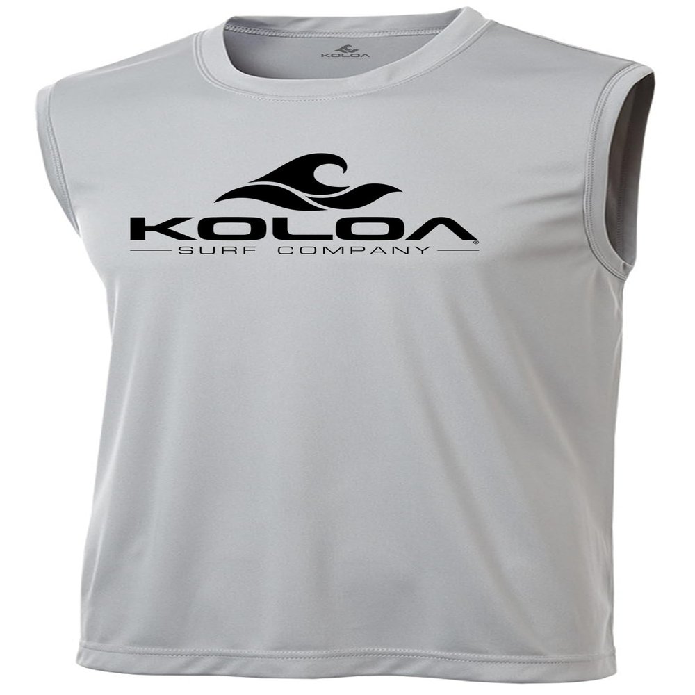 Koloa Surf Classic Wave Logo Moisture Wicking Sleeveless T-Shirt-L-Silver/Black