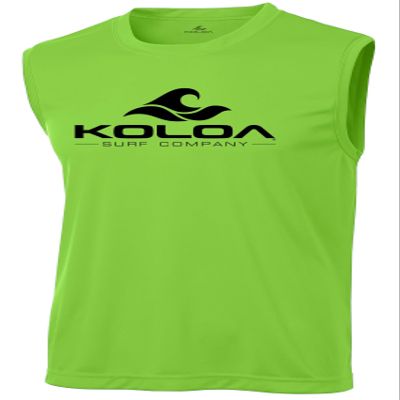 Koloa Surf Classic Wave Logo Moisture Wicking Sleeveless T-Shirt-XL-Lime/Black