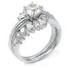 1000 Jewels Sterling Silver 2.56ct Russian Ice on Fire CZ Bordered Wrap Around Wedding Ring Set, Danica sz 6.0 view 1