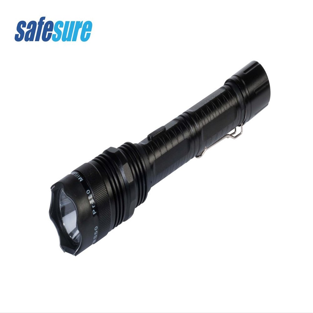 Safesure S50 Pro Tactical Stun Flashlight with 50-Million-Volt Stun, Black