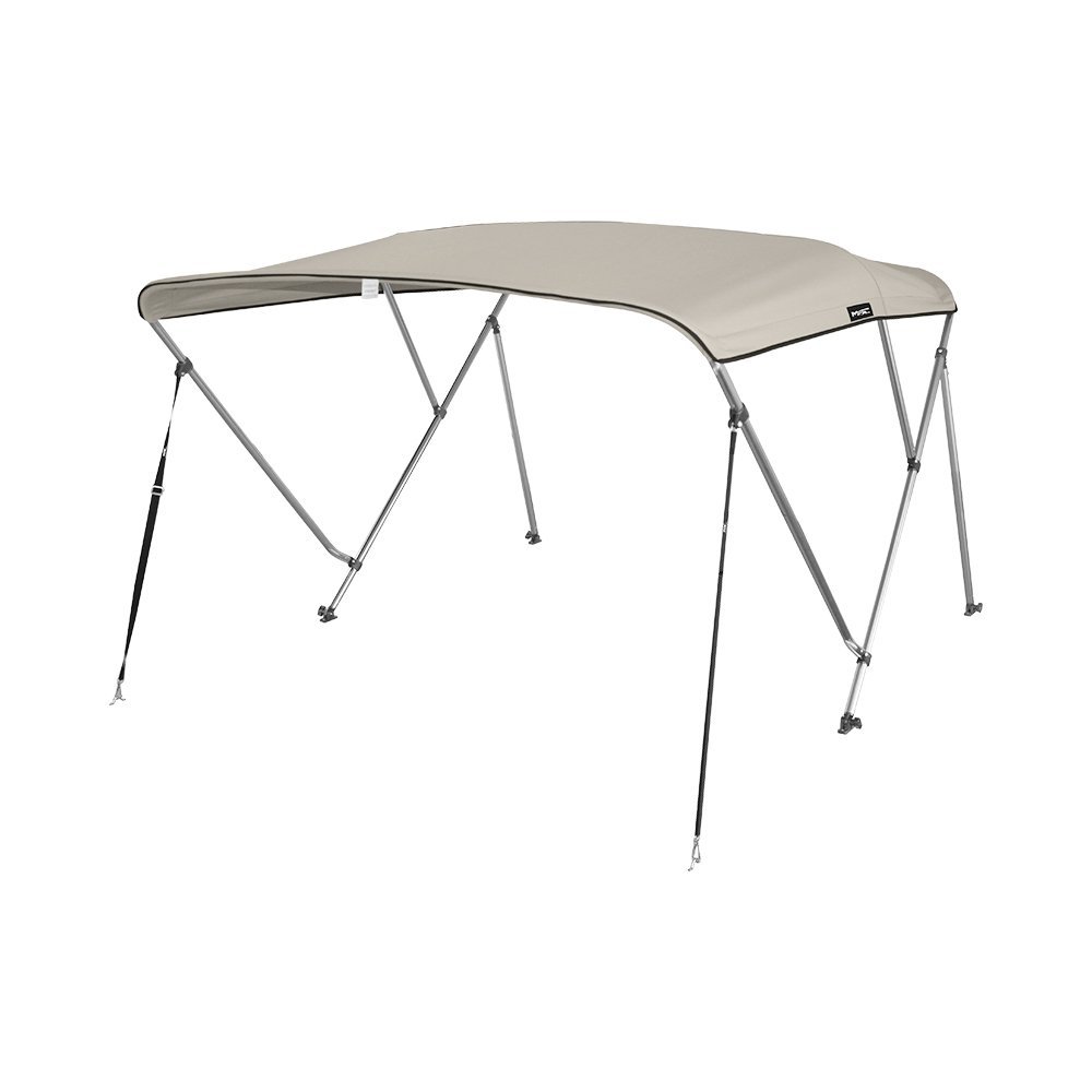MSC 3 Bow 4 Bow Bimini Top Boat Cover with Rear Support Pole and Storage Boot(Beige, 3 Bow 6'L x 46" H x 85"-90" W)