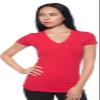 4 Pack Zenana Women's Basic V-Neck T-Shirts Med Black, Black, White, Red view 3