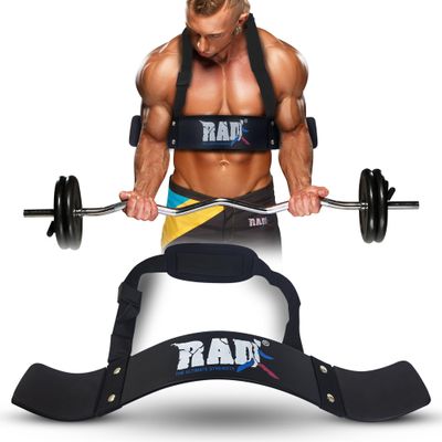 RAD Arm Blaster Bicep 5 MM Thick Neoprene Neck Support Aluminum Muscle Builder Curl Brace with Soft Elbow Dense Padding Support Isolator & Strong Brass Riverts Triceps Blaster for Men