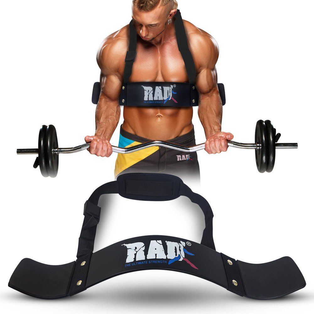RAD Arm Blaster Bicep 5 MM Thick Neoprene Neck Support Aluminum Muscle Builder Curl Brace with Soft Elbow Dense Padding Support Isolator & Strong Brass Riverts Triceps Blaster for Men