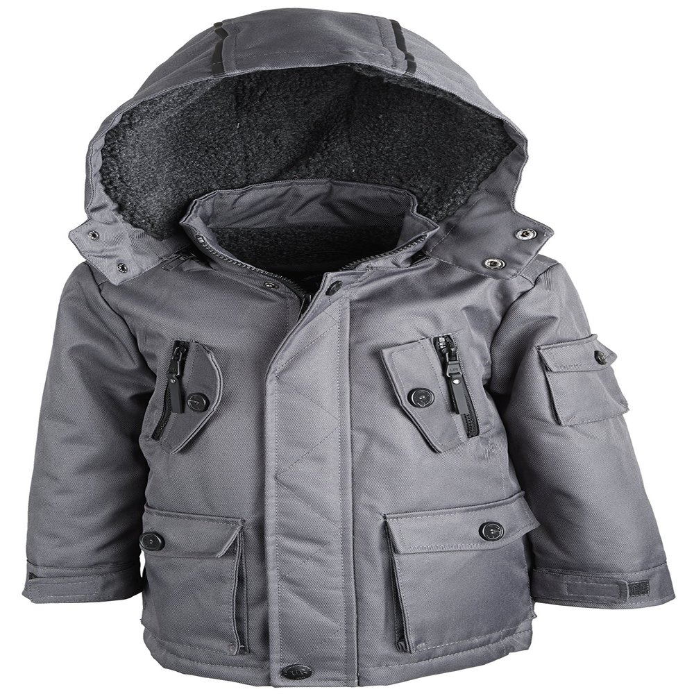 Urban Republic Boys Water Resistant Sherpa Lined Snowboard Parka Jacket Coat - Charcoal (Size 2T)
