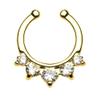 LionGothic Non-Piercing Septum Hanger - Five Paved Gem Gold IP (Yellow Gold) view 1