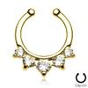 LionGothic Non-Piercing Septum Hanger - Five Paved Gem Gold IP (Yellow Gold) view 2