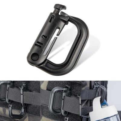 DYZD Tactical Gear ABS Plastic Molle D Ring Shape Buckle, Super-Handy Spring Snap Key Chain Clip Hook Screw Lock Buckle, 4PCS (Black)
