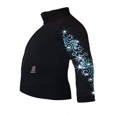 Ice Fire Polartec Figure Skating Jacket with Crystals Swirls Design (Aqua Crystals, Adult Small)