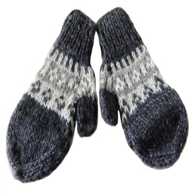 Alpakaandmore, Kids Mittens with Cap, Fingerless Gloves 2-5 Years Grey, Hand-knitted in Peru (4-5 Years)