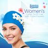 Latex Swim Cap - Women Stylish Swimming Cap Great for Ladies, Perfect to Keep Hair Dry - Suitable for Long Hair - Bubble Crepe with Black and Pink and White Flowers view 2