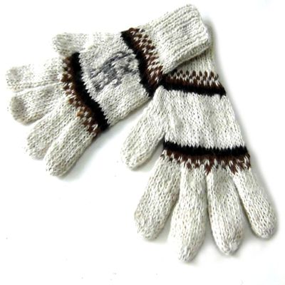 Alpakaandmore Womens Hand-knitted Gloves Alpaca Wool White (large)