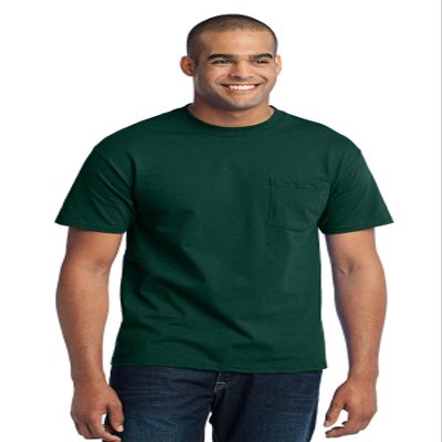 PORT AND COMPANY 50/50 Cotton/Poly Tshirt with Pocket (PC55P) Dark Green, XL