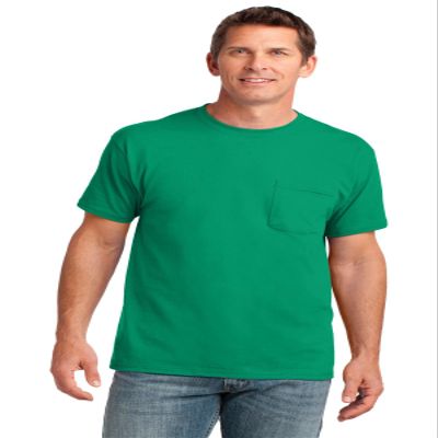 Port & Company 5.4-oz 100% Cotton Pocket T-Shirt, Kelly, Small