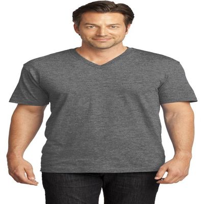 District Made Perfect Weight V-Neck Tee (DT1170) Heather Nickel, XS