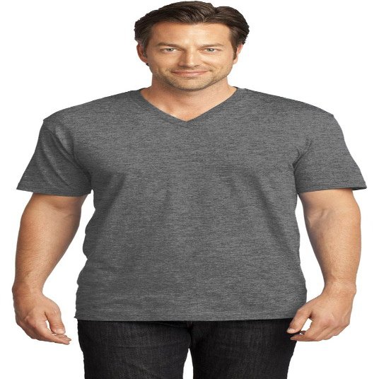 District Made Perfect Weight V-Neck Tee (DT1170) Heather Nickel, XS