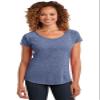 District Made Ladies Tri-Blend Scoop Tee, XS, Navy Heather view 1