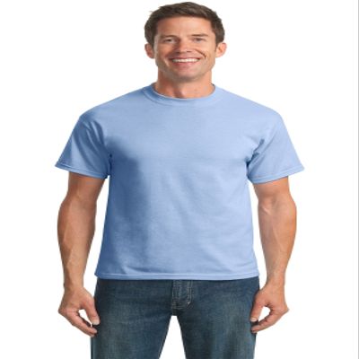 Port & Company Mens 50/50 Cotton/Poly T-Shirt, Large, Light Blue