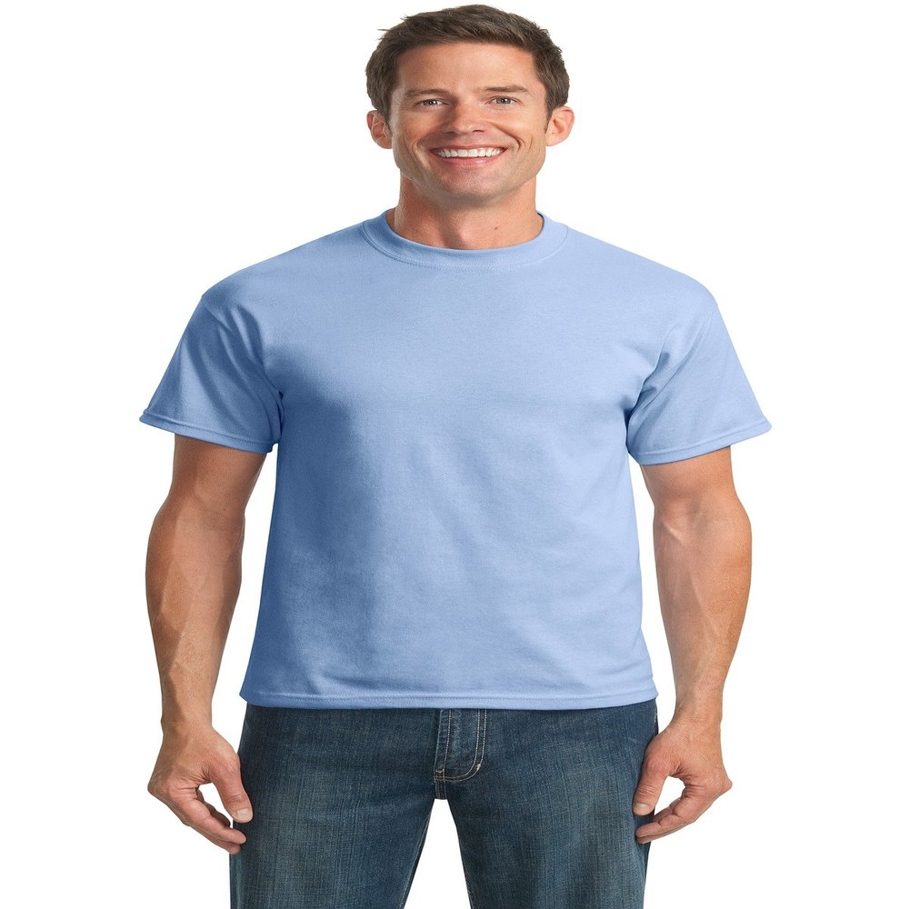 Port & Company Mens 50/50 Cotton/Poly T-Shirt, Large, Light Blue