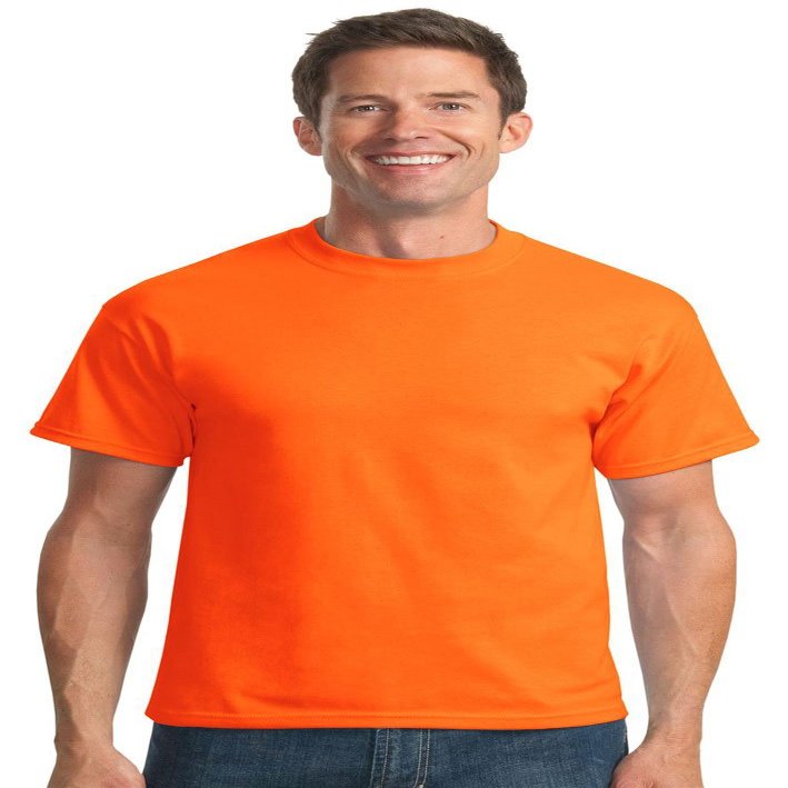 Port & Company Mens 50/50 Cotton/Poly T-Shirts, Large, Safety Orange