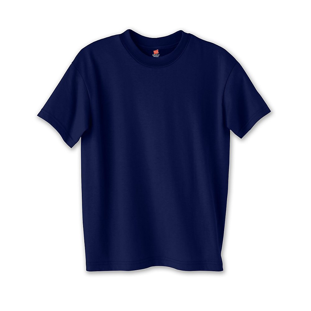 Hanes Boys ComfortBlend EcoSmart 50/50 Cotton/Poly T-Shirt, Medium, DP Navy