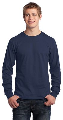 Port & Company Long Sleeve 5.4-oz. 100% Cotton T-Shirt, 3XL, Navy