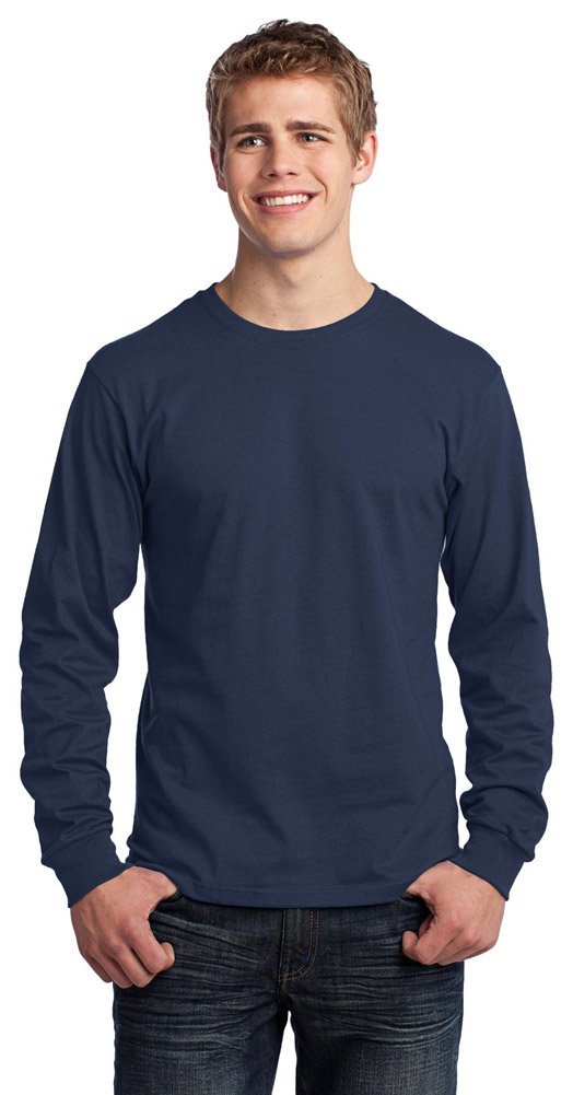Port & Company Long Sleeve 5.4-oz. 100% Cotton T-Shirt, 3XL, Navy