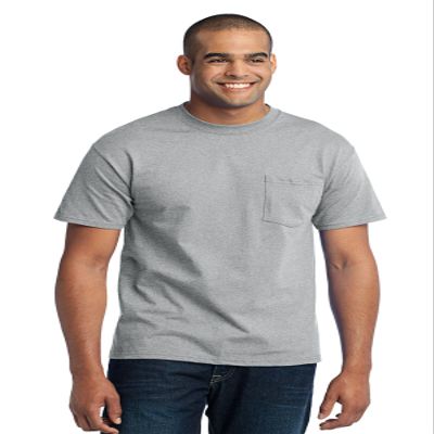 PORT AND COMPANY 50/50 Cotton/Poly Tshirt with Pocket (PC55P) Athletic Heather, 2XL