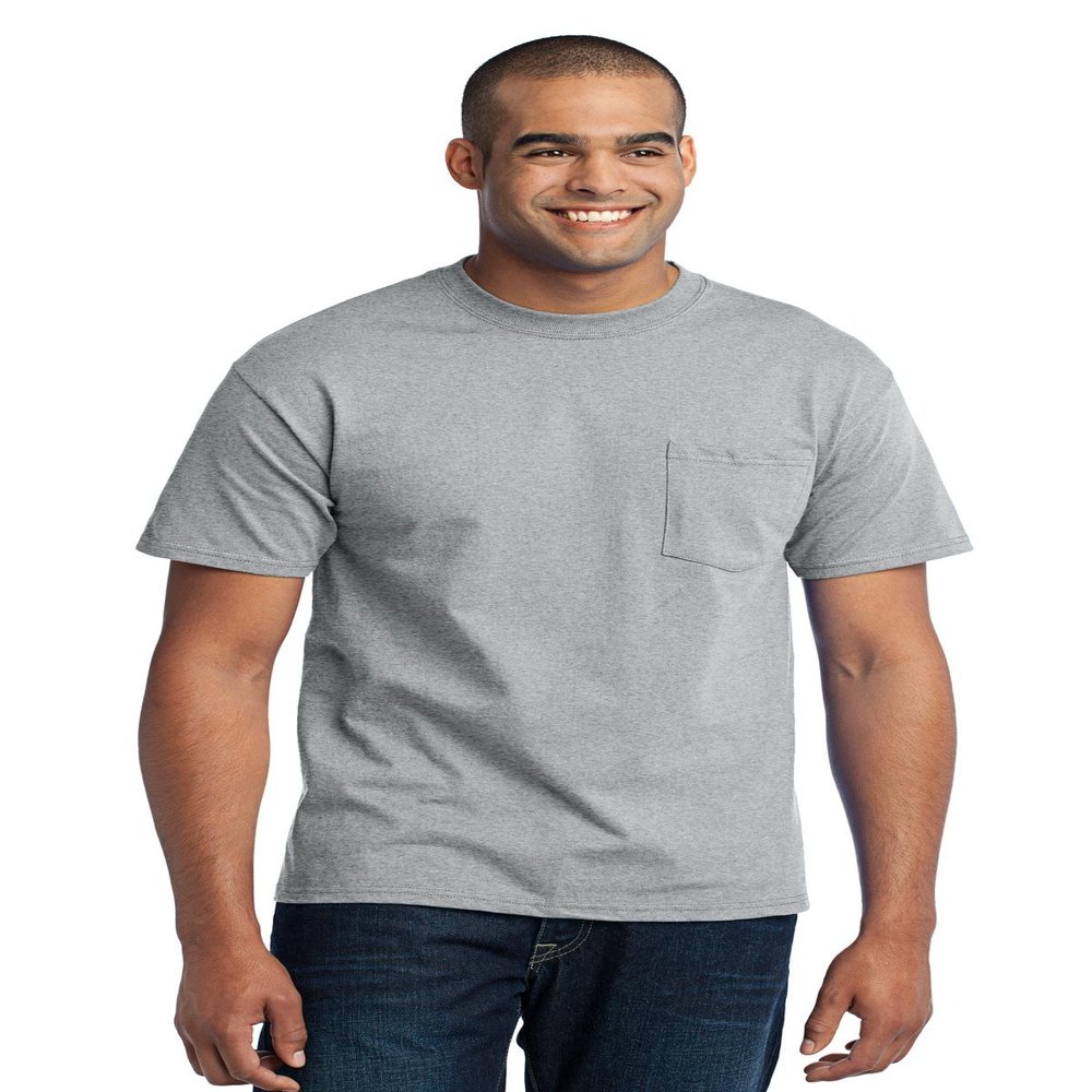 PORT AND COMPANY 50/50 Cotton/Poly Tshirt with Pocket (PC55P) Athletic Heather, 2XL