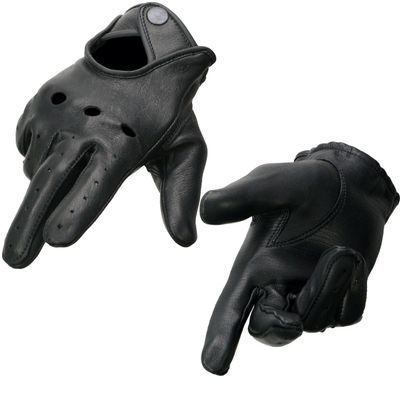 Milwaukee Leather SH869 Men's Black Deerskin Leather Unlined Professional Driving Gloves - Large