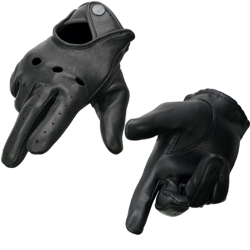 Milwaukee Leather SH869 Men's Black Deerskin Leather Unlined Professional Driving Gloves - Large