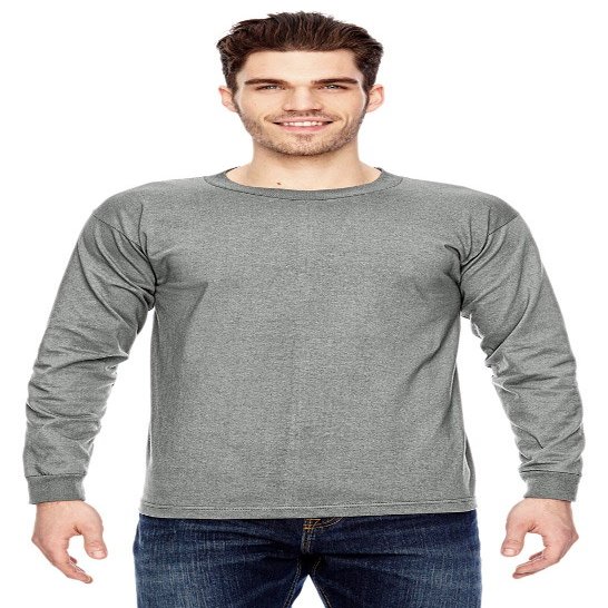 Bayside 6.1 oz. Long-Sleeve Basic T-Shirt, 4XL, DARK ASH
