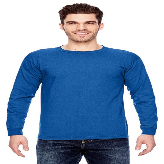 Bayside 6.1 oz. Long-Sleeve Basic T-Shirt, 4XL, ROYAL