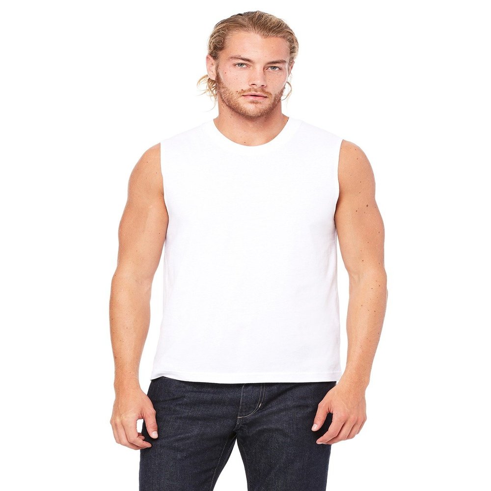 Bella + Canvas Men's Jersey Muscle Tank, Large, WHITE