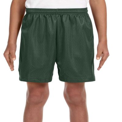A4 Youth Six Inch Inseam Mesh Short, XS, Forest Green