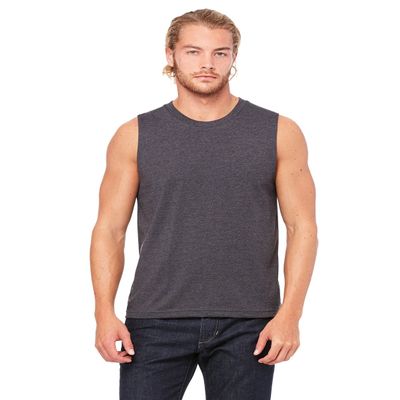 Bella Canvas Men's Jersey Muscle Tank, Medium, DK Grey HTHR