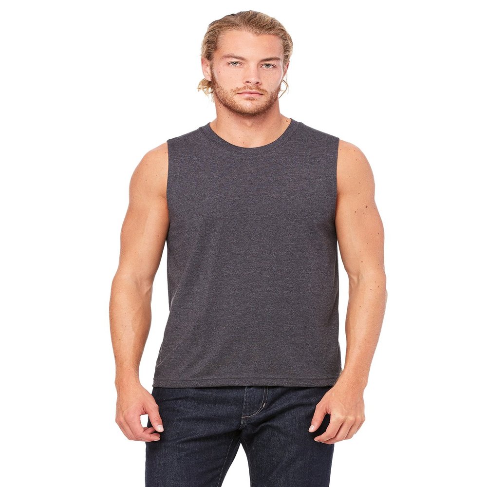 Bella Canvas Men's Jersey Muscle Tank, Medium, DK Grey HTHR