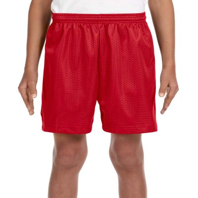 A4 Youth Six Inch Inseam Mesh Short, XS, SCARLET