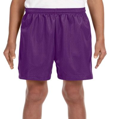 A4 Youth Six Inch Inseam Mesh Short, XS, Purple