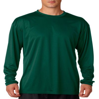 A4 Long-Sleeve Cooling Performance Crew Neck T-Shirt, XL, FOREST GREEN