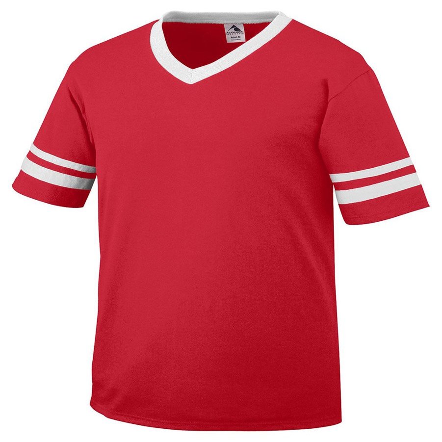 Augusta Sportswear Youth Sleeve Stripe Jersey, Large, Red/White
