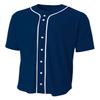 A4 Drop Ship Adult Full Button Stretch Mesh Baseball Top, 2XL, Navy view 1