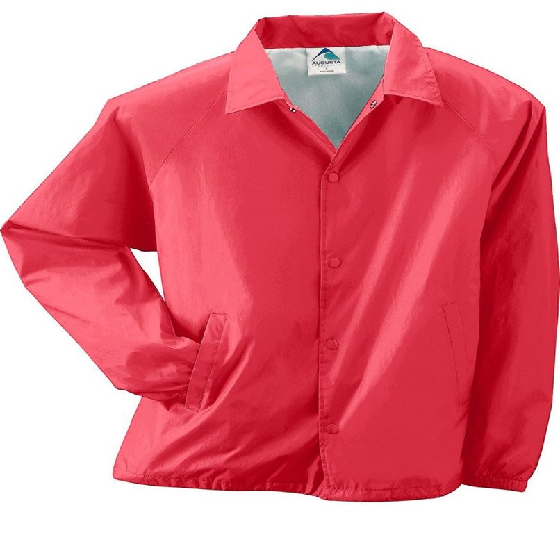 Augusta Sportswear Lined Nylon Coach's Jacket, Large, RED