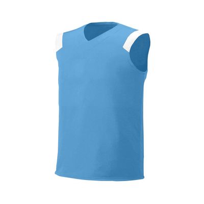 A4 Drop Ship Adult V-Neck Muscle Tee, XL, Lt Blue/White