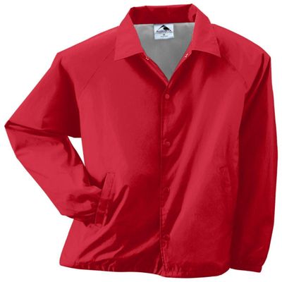 Augusta Sportswear Lined Nylon Coach's Jacket, Small, RED