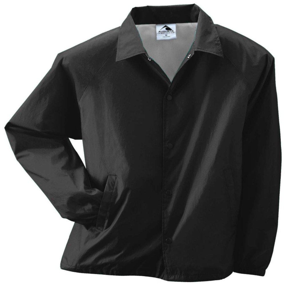 Augusta Sportswear Lined Nylon Coach's Jacket, Small, Black